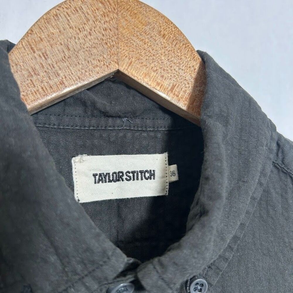 Taylor Stitch The Jack Seersucker Shirt Men XS 36 Faded Black Short Sleeve - Picture 6 of 7
